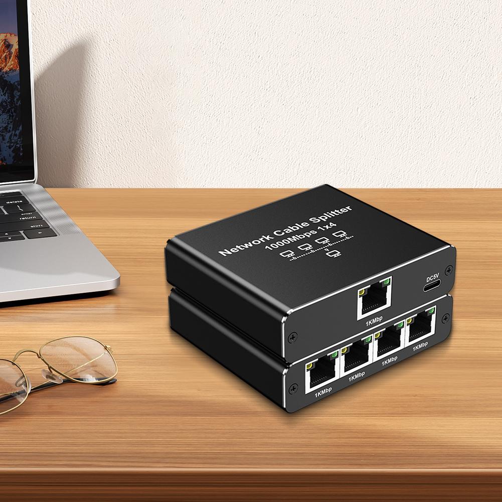Гигабитный Ethernet-разветвитель с 1 на 4, одновременное подключение 4 устройств, адаптер-разветвитель для интернет-кабеля Cat5/5e/6/7/8, 1000 Мбит/с