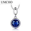Umcho Круглые подвески с синим сапфиром, ожерелья для женщин, звено цепи, очаровательные ювелирные изделия, драгоценный камень, подарок с коробкой