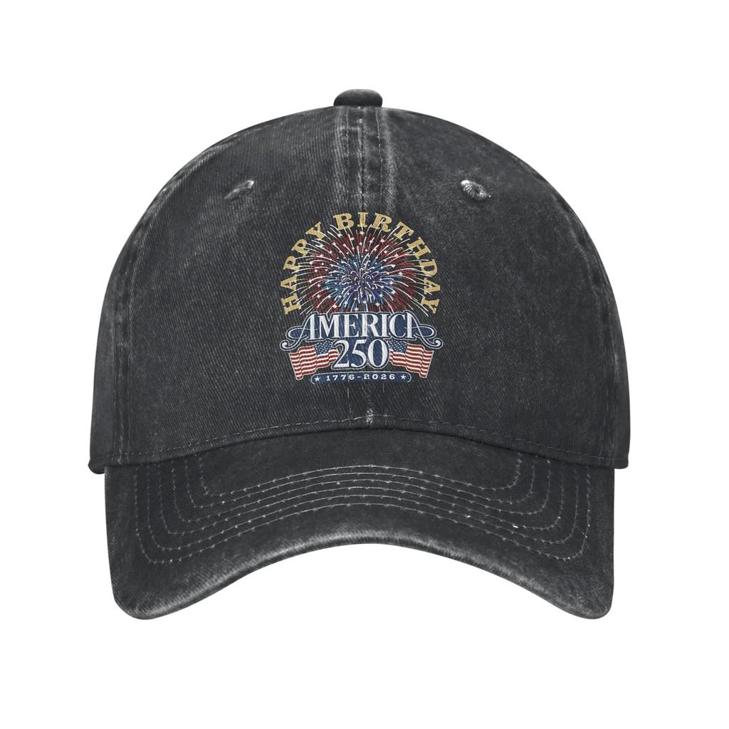 Vintage USA America 250th Anniversary Baseball Cap Unisex Distressed Denim Washed Snapback Cap Outdoor Adjustable Fit Hats Cap