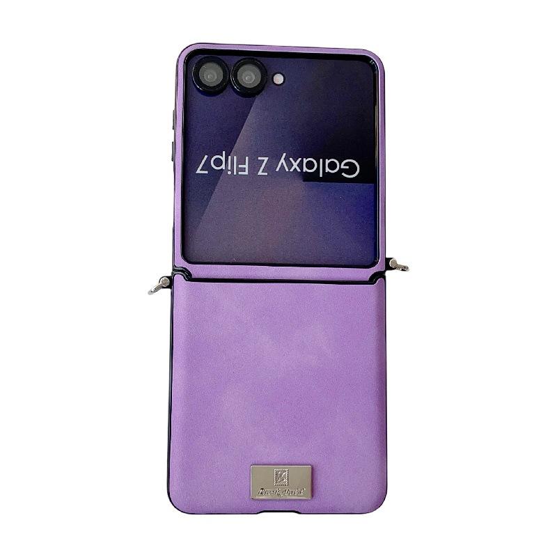 Чехол Samsung Z Flip7 с текстурой овчины - Ударопрочный, устойчивый к царапинам ПК с ремешком против потери
