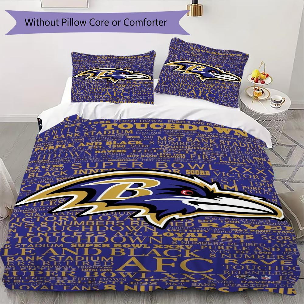 Baltimore Ravens Pattern Bedding uilt Set uilt Cover Pillowcase Home Decoration Birthday Gift (1*duvet cover + 2*pillowcase without core)