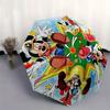 Mickey Mouse, Disney Characters Automatic Opening and Closing Umbrella - 8 Ribs Portable Folding Umbrella with Plastic Handle, Suitable for