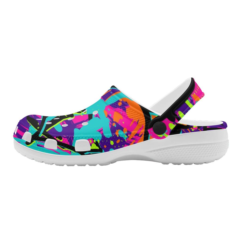 Colorful EVA Clogs for Women Men Printed Breathable Slip On Garden Shoes Lightweight Beach Pool Home Bathroom Pool Shower Use