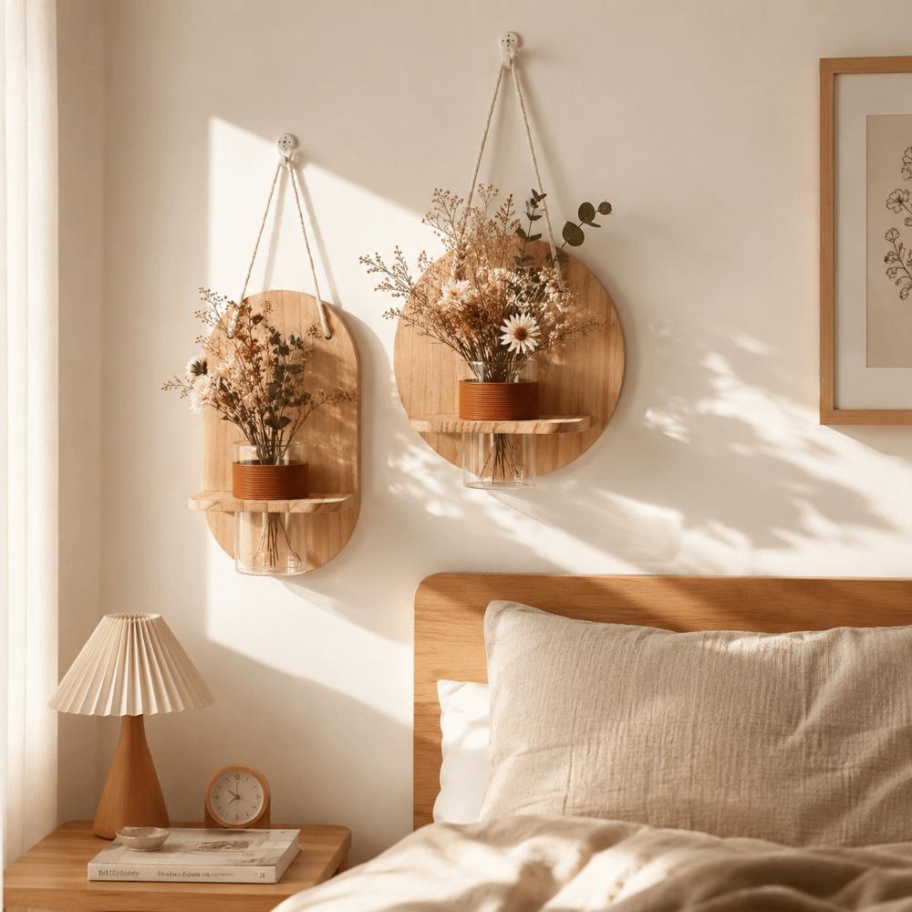 Wooden Wall Hanging Planter Holder Home Ornaments Hydroponic Planter Shelf  Hydroponics