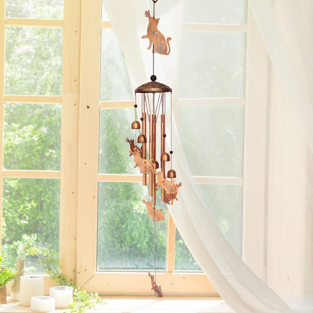 Indoor Wind Chime Vintage Wind Chime with 4 Metal Tubes S-shaped Hook for Garden Patio Outdoor Decor Rooster Dog Cat Bell