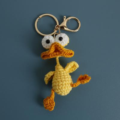Милая утка с сосисочным ртом, вязаные крючком брелки, ручная работа, вязаная смешная лягушка, брелки, брелок-утка крючком для подвески на сумку