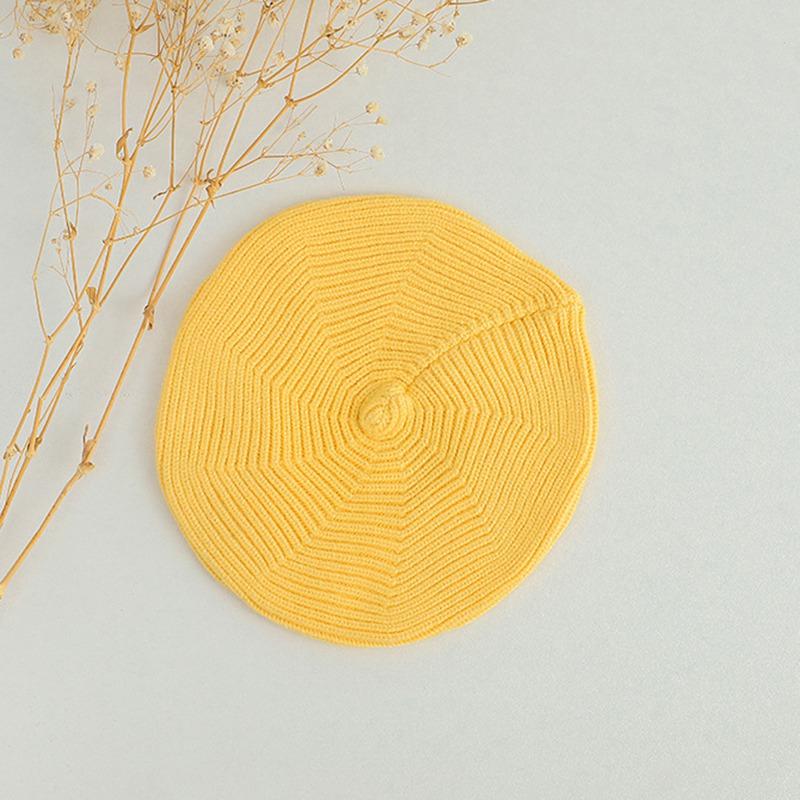 Милый детский берет, универсальная однотонная шерстяная шапка для новорожденных, шапка художника, теплая шапка с тыквой для маленьких мальчиков и девочек, повседневный чепчик