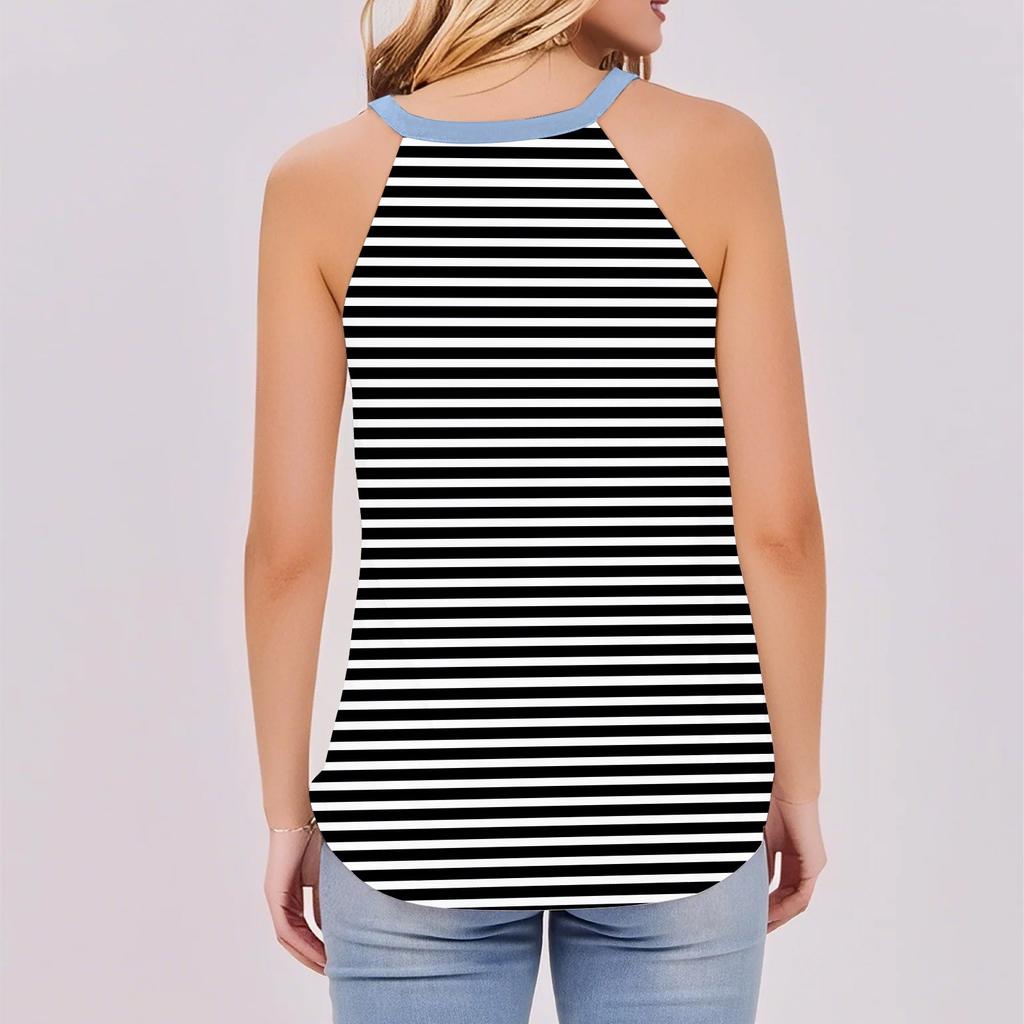 Женский повседневный удобный регулируемый сексуальный с открытой спиной модный полосатый топ-жилет