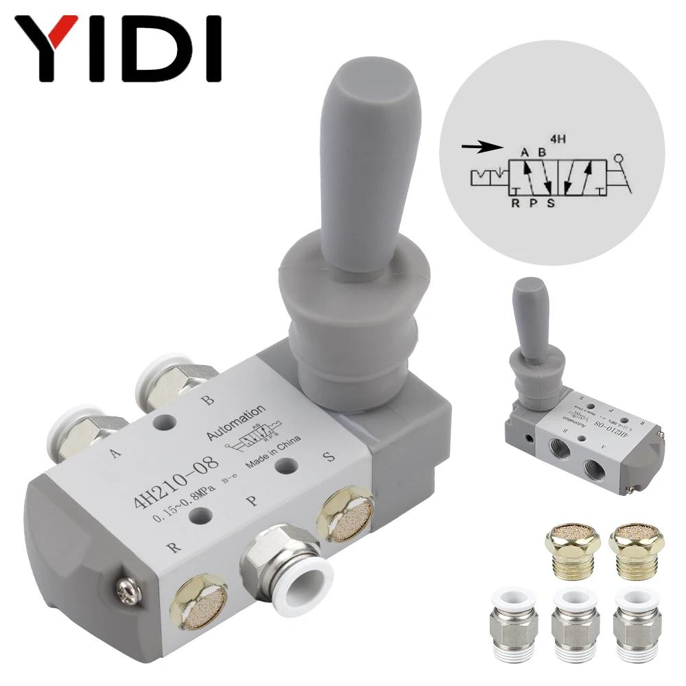YIDI 4H21008 Pneumatic Part Hand Valve 4H210-08 Controller Compressed Air Compressor 5 Way 2 Port Switch Fitting Fittings kit