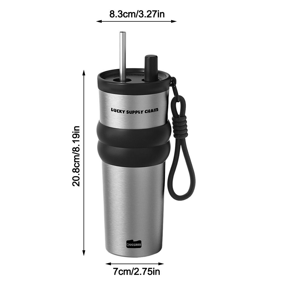 Large Capacity Vacuum Insulated Bottle 700ML Straw Cup Durable Water Bottle