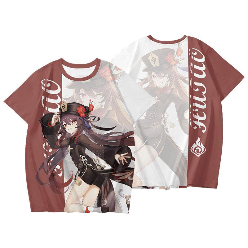 2026 New Hu Tao T-shirt Game Genshin Impact Cosplay 3D Men's T Shirt Summer Fashion Cool Daily Short Sleeve Tee Harajuku Y2k Top
