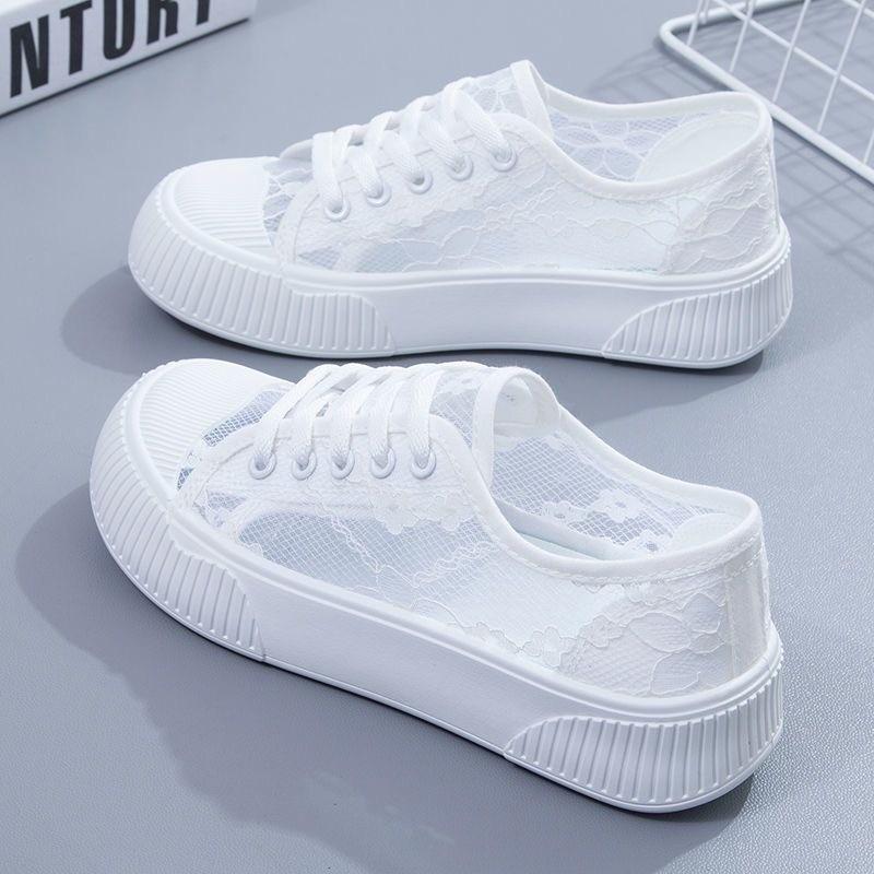 Женские туфли на плоской подошве Кружевные Повседневная обувь Студенческие Сетчатые Дышащие Кроссовки Лоферы Уличные Полые Обувь для ходьбы Женская обувь De Mujer