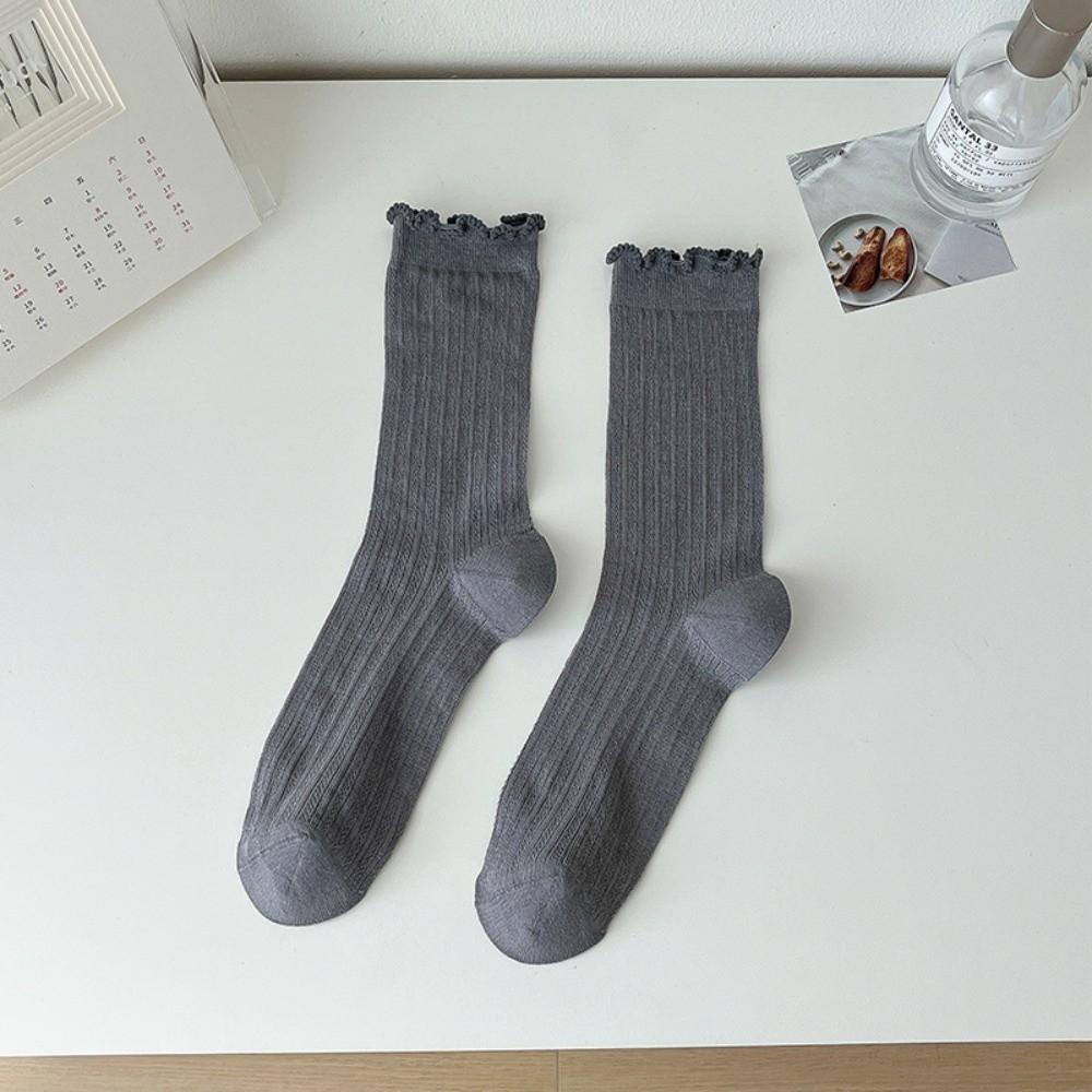 Sweet Solid Color Mesh Mid Tube Socks Lace Ballet Style Lolita Socks Hollow Out Ultra-thin Ultra-thin Socks JK
