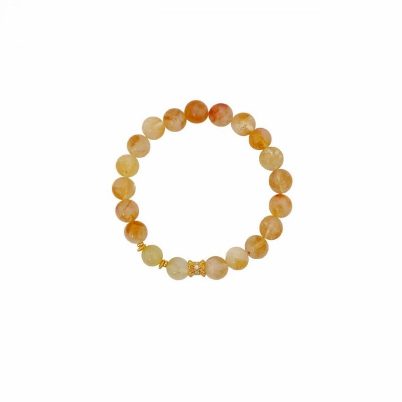 New Chinese Style Natural Citrine Beaded Bracelet Stackable Amethyst Hand Jewelry