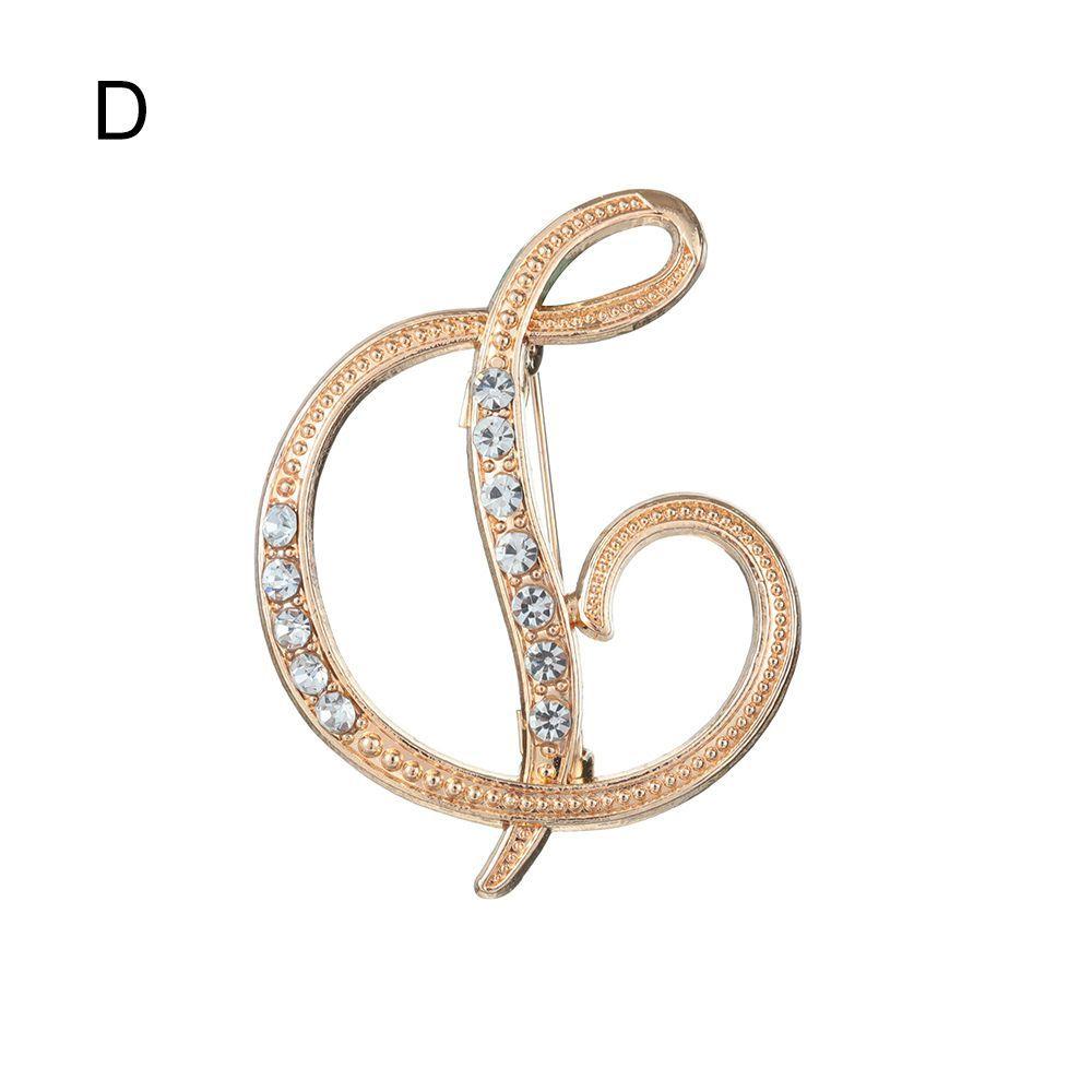 Suit Collar Accessories 26 English Letters Rhinestone Clip Initial Lapel Pin Crystal Letter Brooch