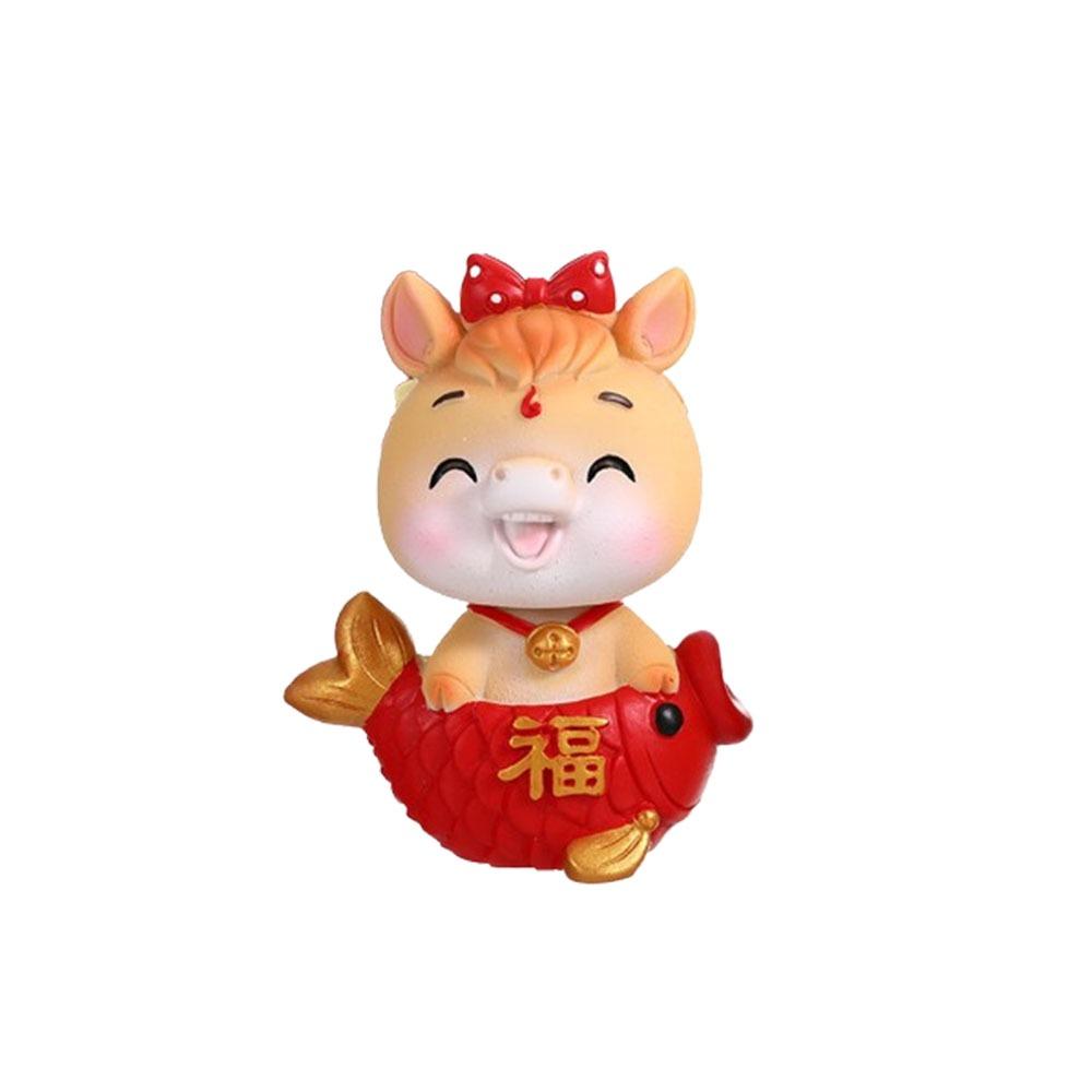 Resin Shaking Horse Ornament Cute Horse Year Mascot Festival Ornament  Office Table