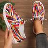 Женские кроссовки, этнические радужные парусиновые туфли, осенние новые повседневные туфли на плоской подошве, женские разноцветные кроссовки со шнуровкой и круглым носком