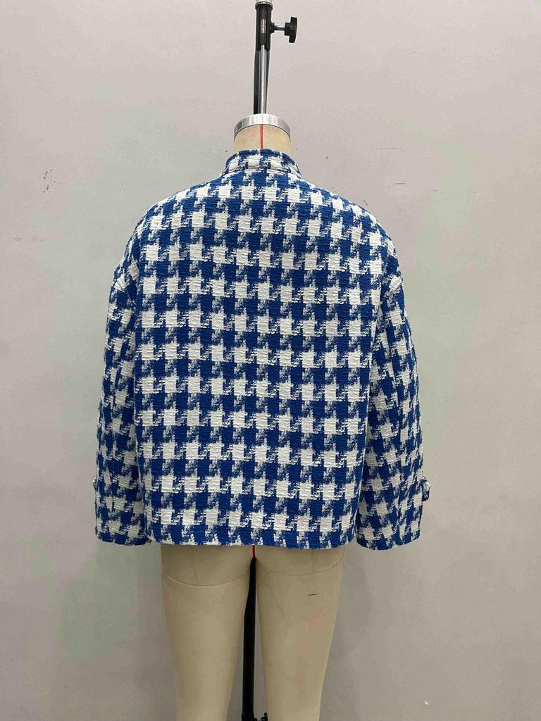 Женское короткое пальто в гусиную лапку - Осень/Зима 2025, Европейский и Американский Стиль, Свободный Покрой, Повседневная Мода