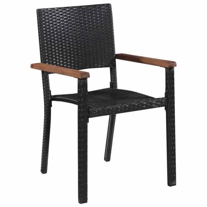 VidaXL Mobilier d'extérieur 7 pcs Résine tressée et bois d'acacia Noir