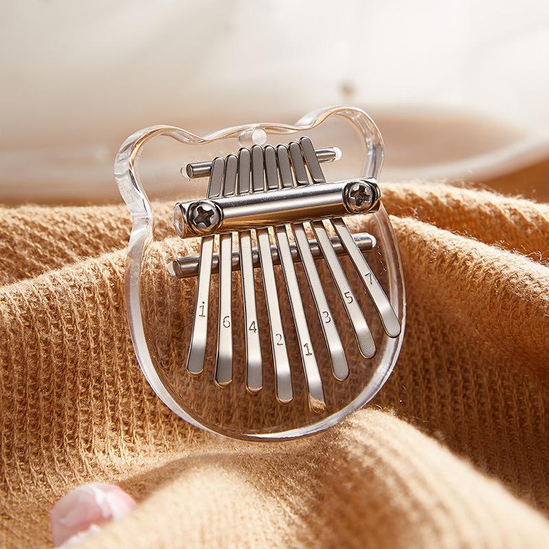 Music Instrument 8-tone Mini Thumb Kalimba Solid Wood Crystal Transparent Five-finger Piano Portable Work Kalimba Mini Size