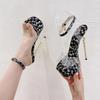 Sexy Club Metal Thread Stiletto Womens Sandals Platform Peep Toe PVC Transparent Buckle Strap Super High Heels Banquet Shoes