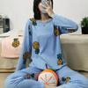Милый мультяшный женский пижамный комплект: Круглый вырез, длинные рукава, длинные брюки – Удобный, универсальный, идеально подходит для дома или улицы осенью и зимой