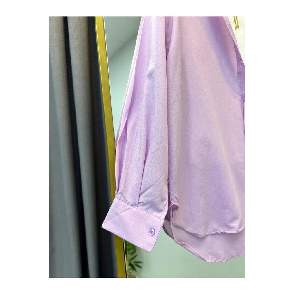 Рубашка с объемными рукавами Oversize, длинная базовая бежевая женская рубашка 010