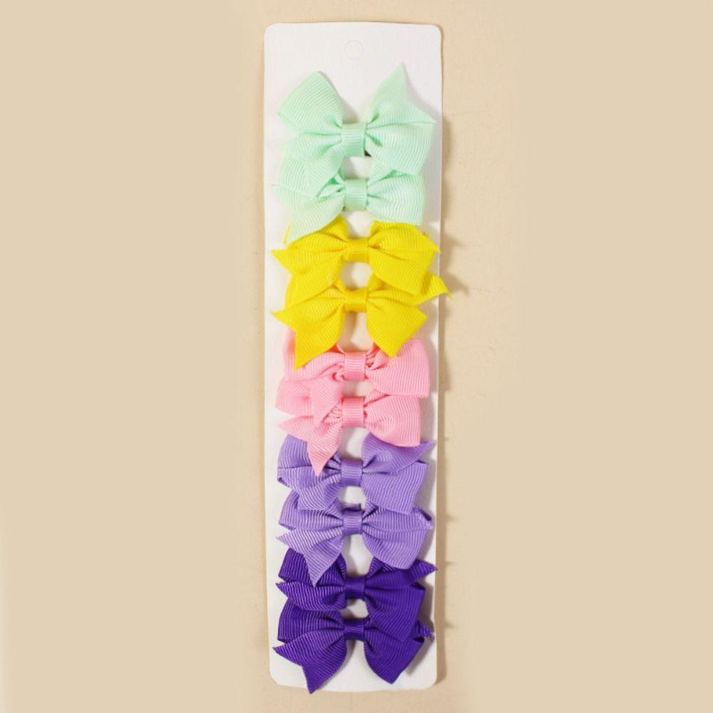 10Pcs/pack Multi-color Kids Hair Clips Solid Color Bowknot Barrettes Bow Hairpin  Hair Accessories