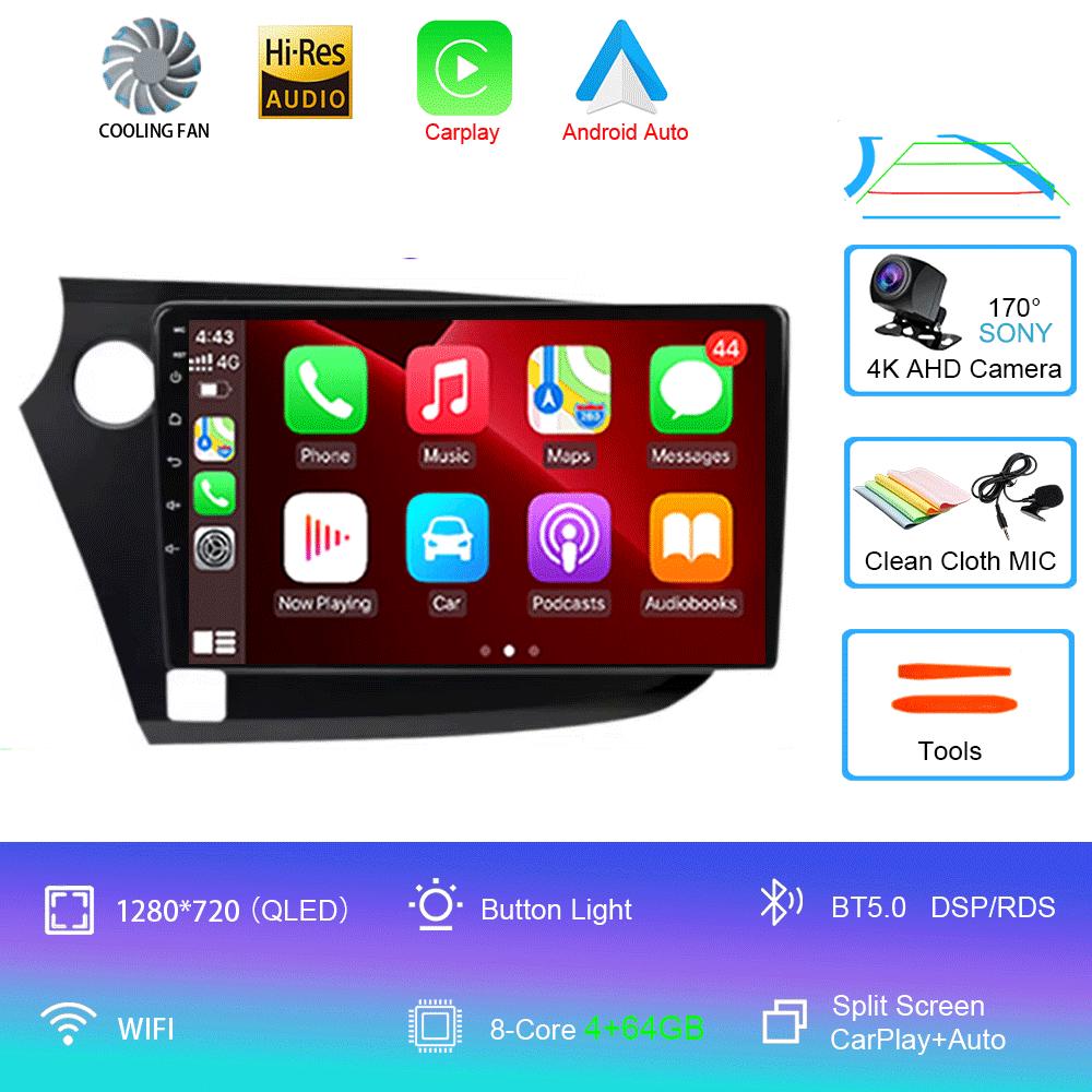 Автомобильное радио 9" Android 14 для HONDA INSIGHT 2009 - 2014 Навигация GPS Carplay Мультимедийный плеер Авто Стерео 2din DVD 360 Камера