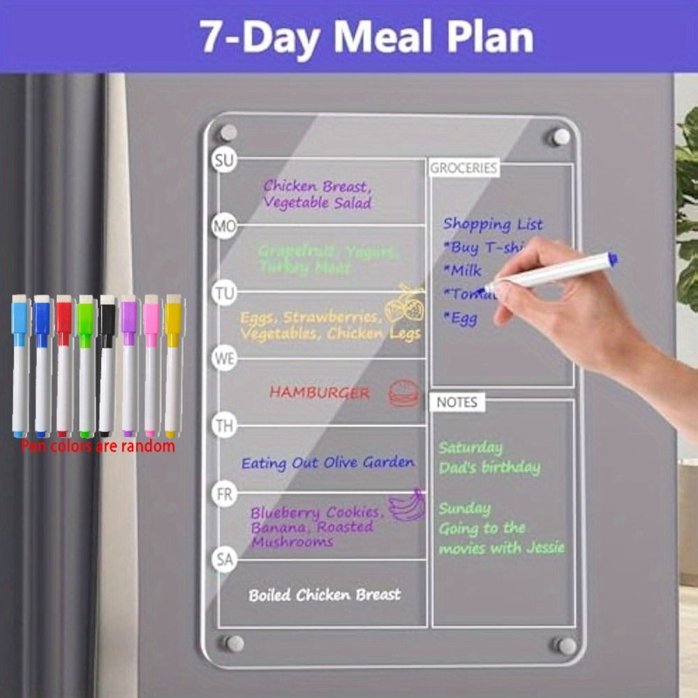 Transparent Magnetic Acrylic Weekly Planner Reusable Planning Note Board  School