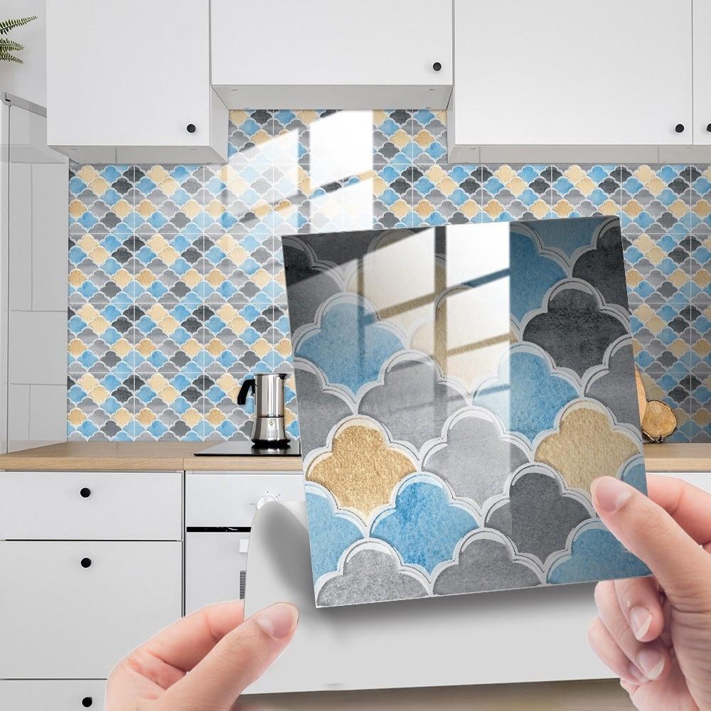 10Pcs 15*15cm Tile Stickers Waterproof Art Wall Decal  Living Room Wall Sofa Background