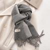 Autumn/Winter New Nordic Simple Thousand Bird Checkered Scarf British Versatile Shawl Double Sided Tassel Plaid Scarf