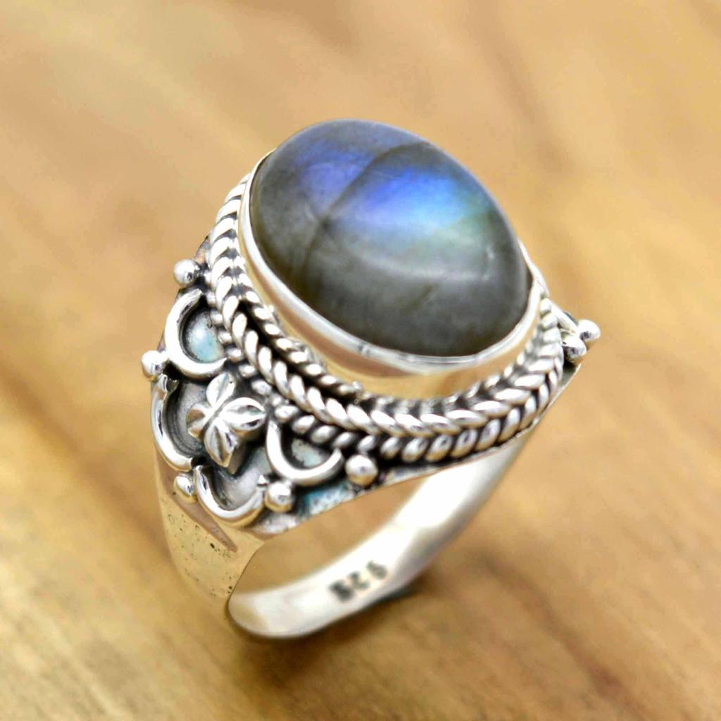 Кольцо из стерлингового серебра 925 пробы с лабрадором, мужское кольцо с печаткой ручной работы из натурального драгоценного камня