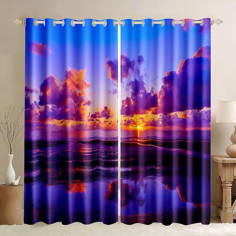 Океанский пляж закат пальмы 90% затемняющие шторы тропический остров декор приморские толстые оконные шторы для спальни гостиной