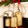 Vintage Metal Harmony Cow Bells Handmade Rustic Lucky Christmas Hanging Bells On Jute Rope for Wreath Wall Hanging Decor