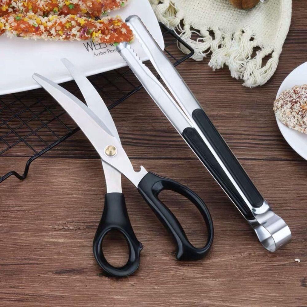 Herb Multipurpose Cooking Heavy Duty Stainless Steel Food Shears Clip Kitchen Scissors BBQ Tongs