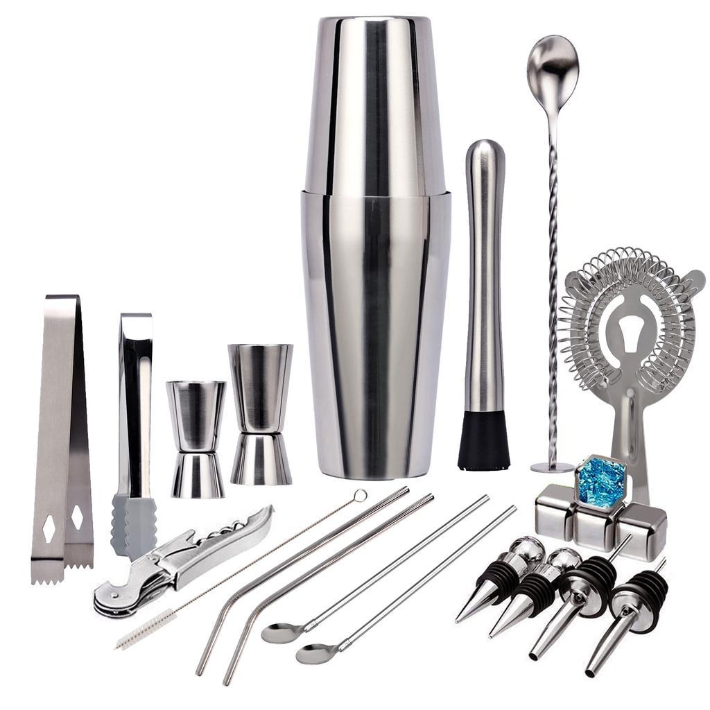 Набор бармена из нержавеющей стали, 22 предмета, шейкер для коктейлей, дозатор, мерный стакан, инструмент для бармена