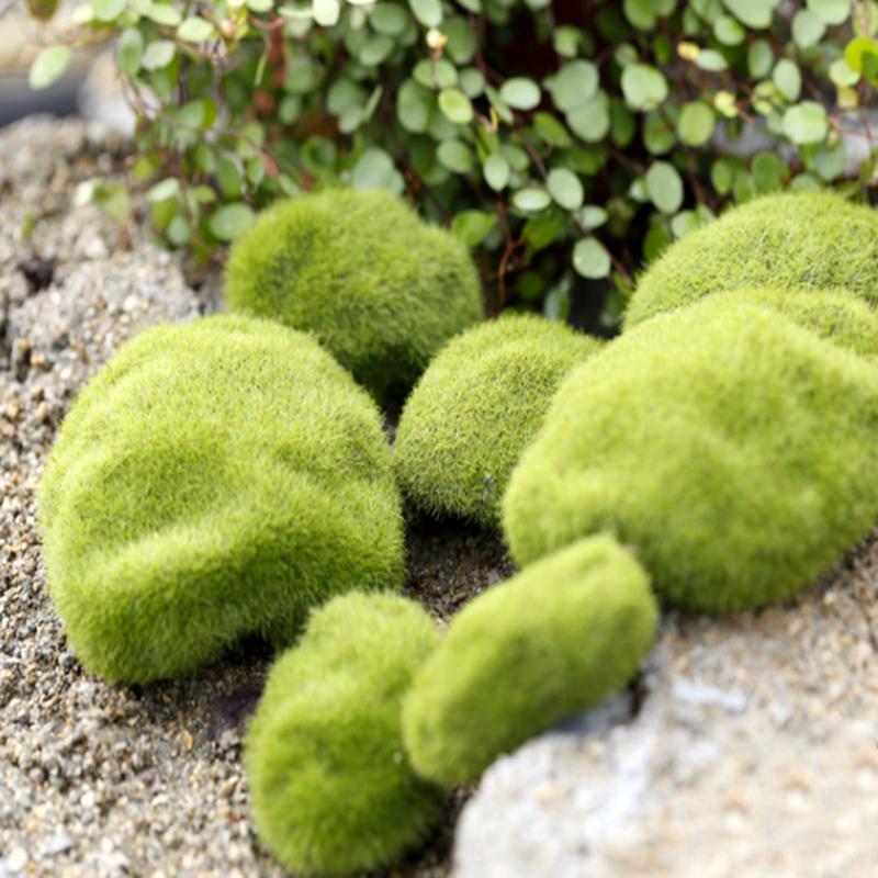 Искусственные зеленые моховые камни Декоративные искусственные камни, покрытые зеленым мхом Домашний сад Декоративные