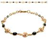 [L1199] - Gold Plated Bracelet 'Gouttes De Fées' Black (flower)