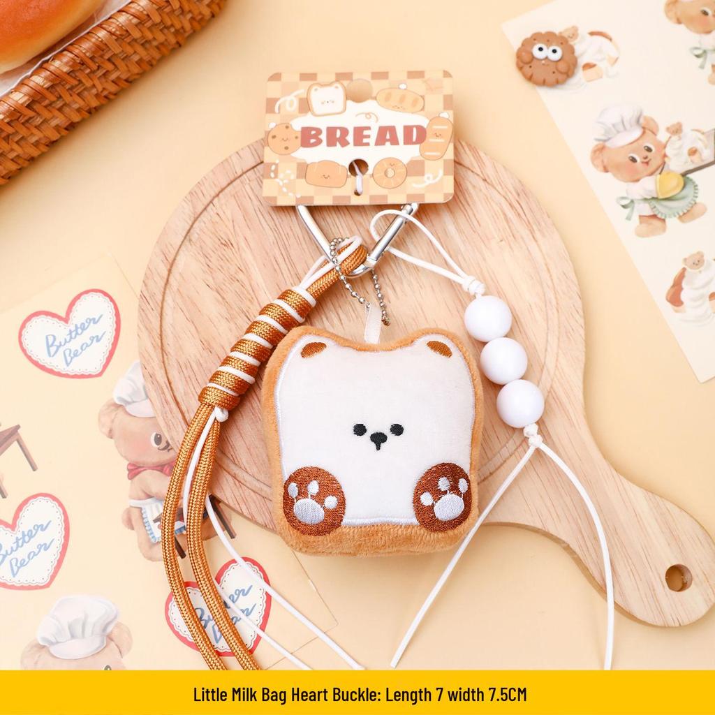 Cute Miu Style Cartoon Bread Plush Doll Keychain Ornament