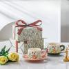 Цветочный Инс Набор кофейной чашки и блюдца Керамическая чашка для послеобеденного чая Сувенирная чашка Подарочная коробка Высокая ценность Подарок на день рождения