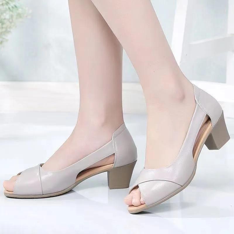 Fashion 2024 High Quality Women's Shoes Peep Toe Women's Sandals Fashion Shallow Office and Career New Peep Toe Heeled Sandals Zapatos