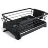 Sikobin Dish Drainer, Stainless Steel, Sink-Side Storage, Automatic Drainage, Includes Tray, Stylish Chopstick Holder and Cutting Board Holder, Air Dr