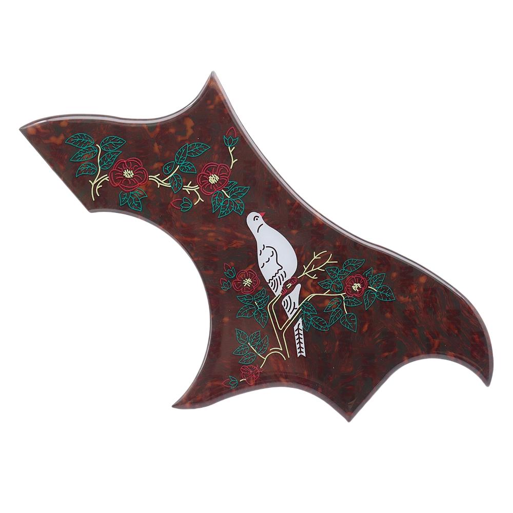 1R Pigeon Flower Crystal Epoxy Resin Guitar Pickguard Elastic Soft Rubber Anti-Scratch Plate For Folk Acoustic Guitar
