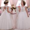 Fluffy Tulle White Weddding Flower Girls Dresses Bow Girls Party Bridemaids Long Prom Gown Kids Clothes