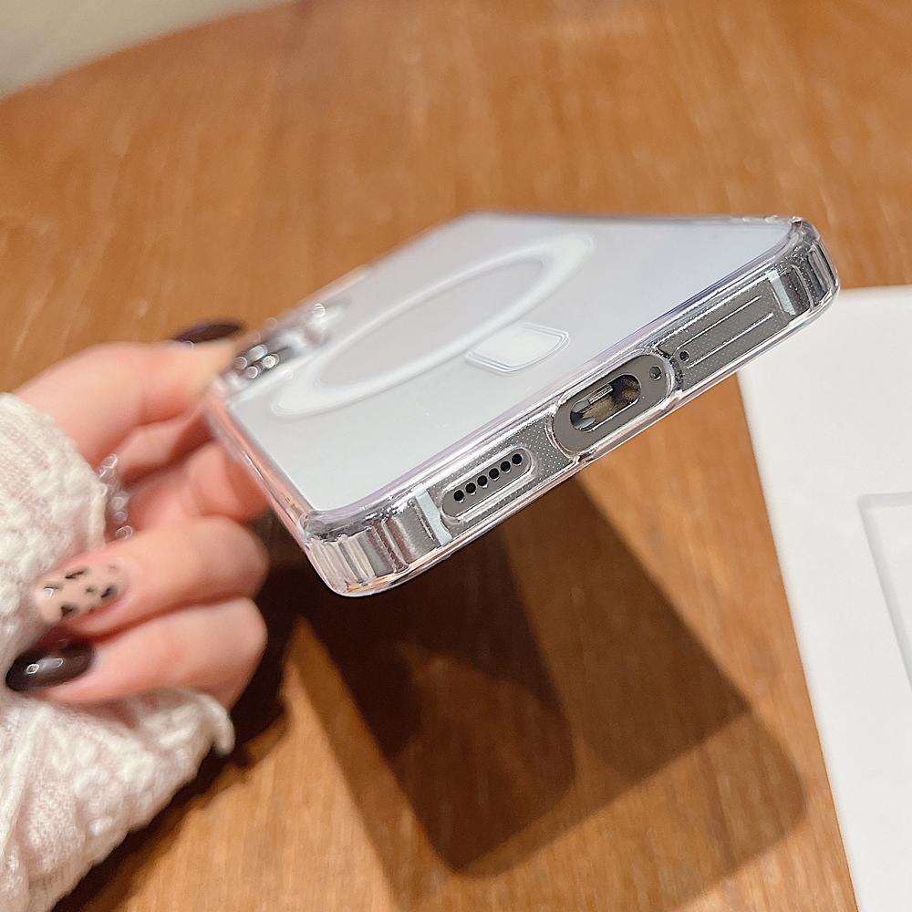 KEYSION Crystal HD Transparent Magnetic Phone Case for MagSafe for Samsung Galaxy A55 5G A35 A15 5G Shockproof Acrylic Back Cover