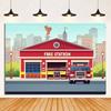 Firetruck Theme Background Banner Firefighter Hero Boy Birthday Party Decoration Baby Shower Backdrop Supplies Photography Prop