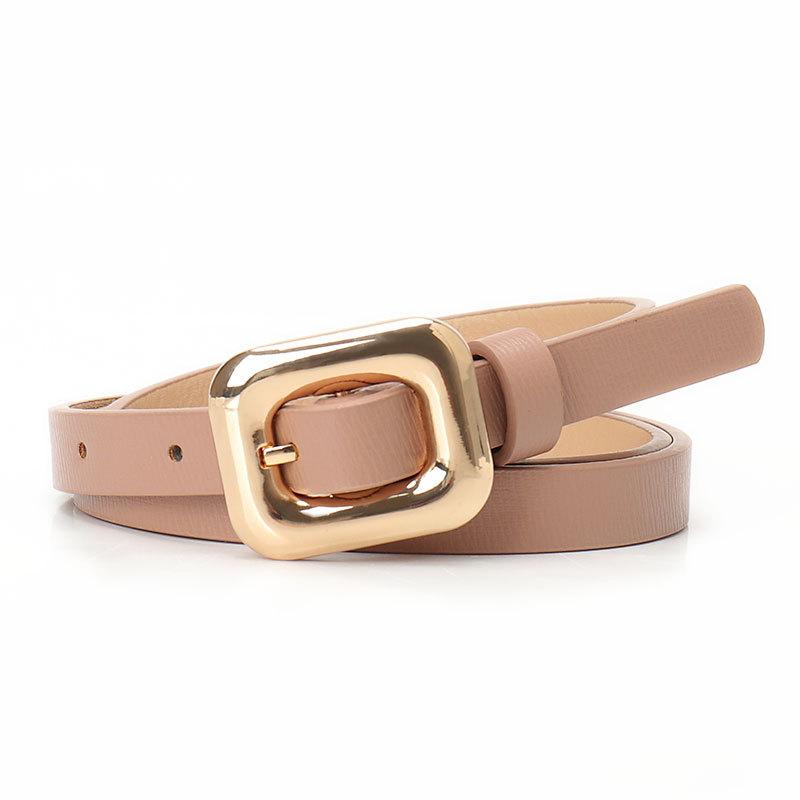 Simple Alloy Square Buckle Women'S Belt, Dress Jeans, High-End Thin Belt Women