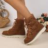 New Plus-size Shoes, Snow Boots, Fleece and Thickened Lace-up Warm Shoes, Cotton Boots, Women's Shoes