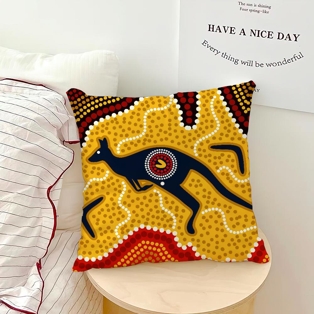 Retro Fashion AAboriginal Art Indigenous Comfortable Soft Pillow Case For Sofa Living Room Home Office Decor Protective Covers